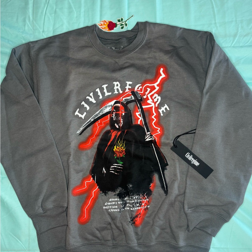 Civil Regime Gray Reaper Crewneck. Men’s Medium.